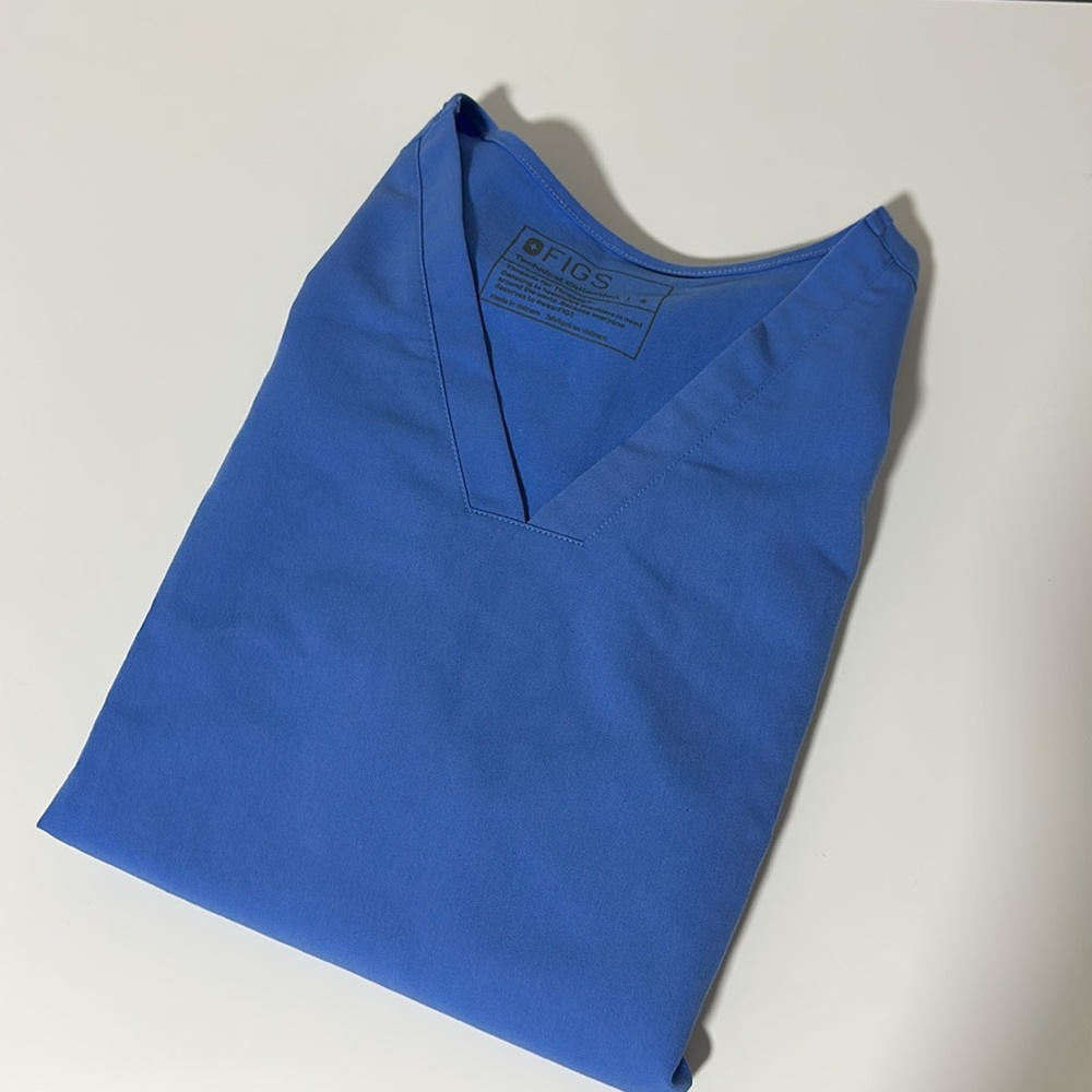 Figs Casma Scrup Top in Ceil Blue